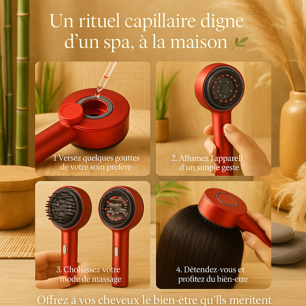 Brosse de massage électronique pour les soins capillaires - applicateur d’huile liquide
